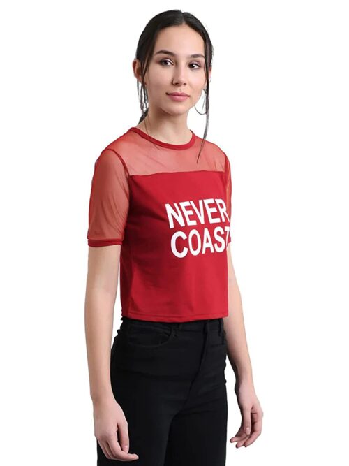 Never Coast Printed Western Mesh Crop top