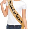 Shimmering Satin Birthday Queen Sash for Girls, Ladies