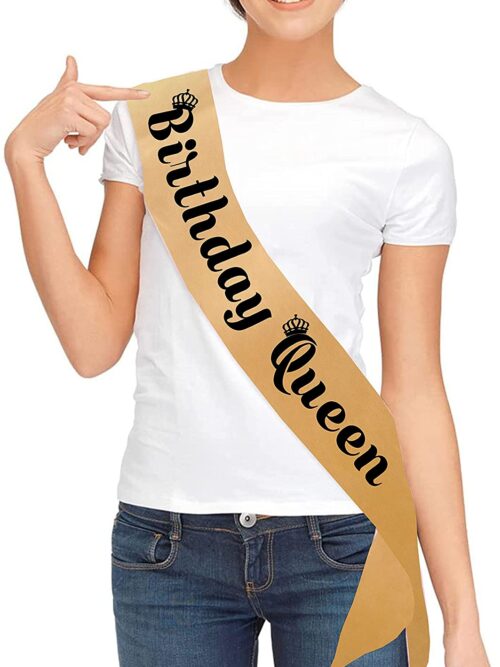 Shimmering Satin Birthday Queen Sash for Girls, Ladies