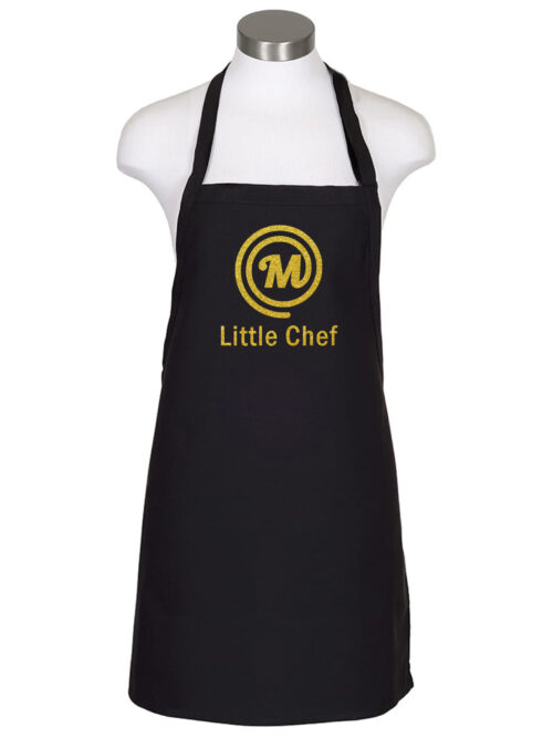 Kids Glittering Black Printed Apron for Fun and Activity