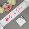 White Satin Birthday Sash for Kids ( Pink Writing ) - Image 2