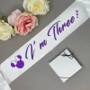 White Satin Birthday Sash for Kids ( Purple Writing ) - Image 3