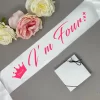 White Satin Birthday Sash for Kids ( Pink Writing ) - Image 4