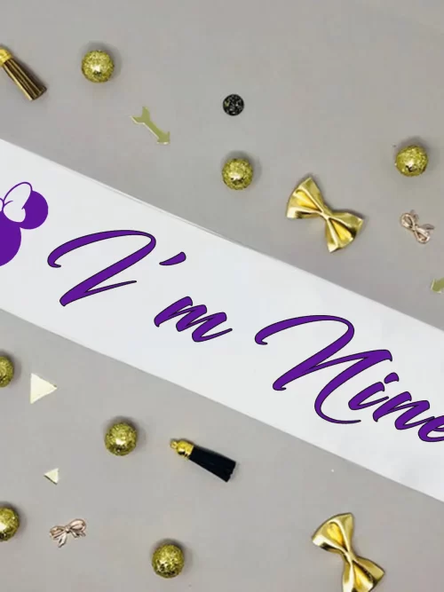 Kids Satin Birthday Sash ( Purple Writing )