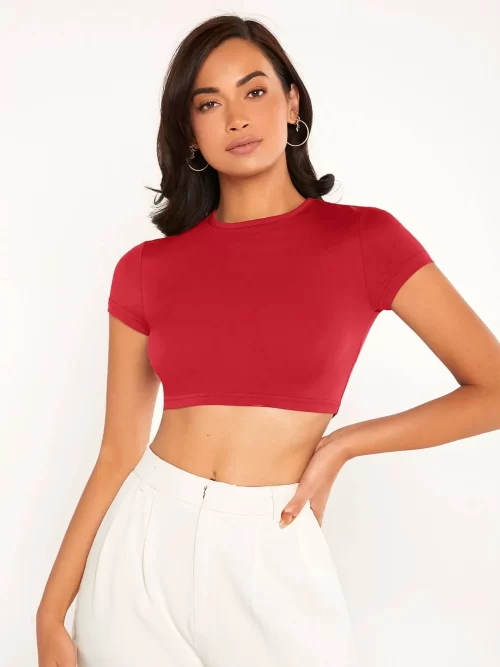 Sexy and Lovable Round Neck Sexy Chic Top ( Red )