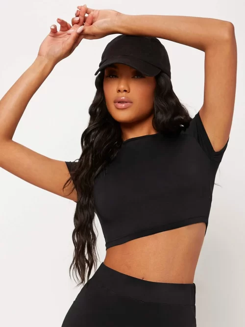 Stylish Round Neck Fitted Crop Top