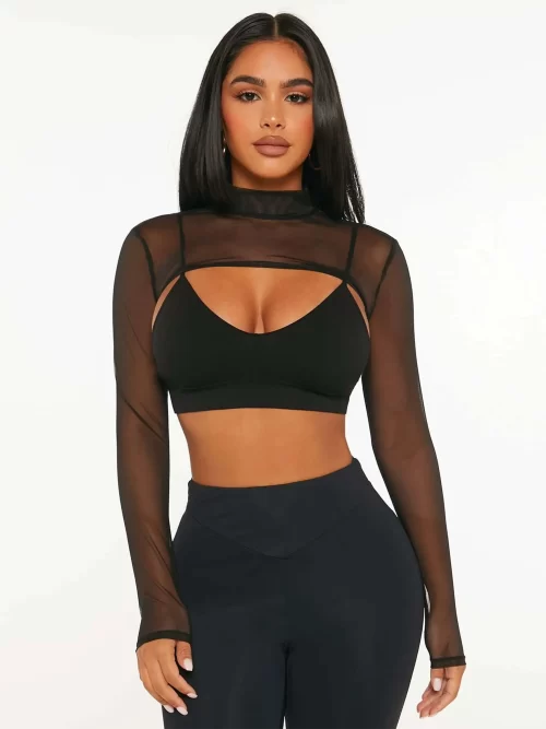 Tempting and Sexy Cover Up Mesh Shrug Without Bra