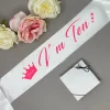 Kids Satin Birthday Sash ( Pink Writing )