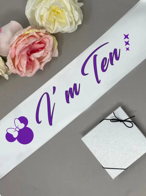 Kids Satin Birthday Sash ( Purple Writing )