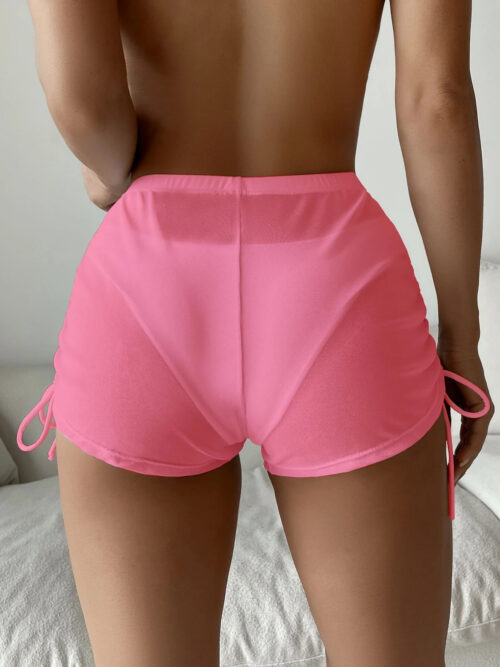 Tempting Drawstring Side Cover Up Shorts without Panty ( Pink )