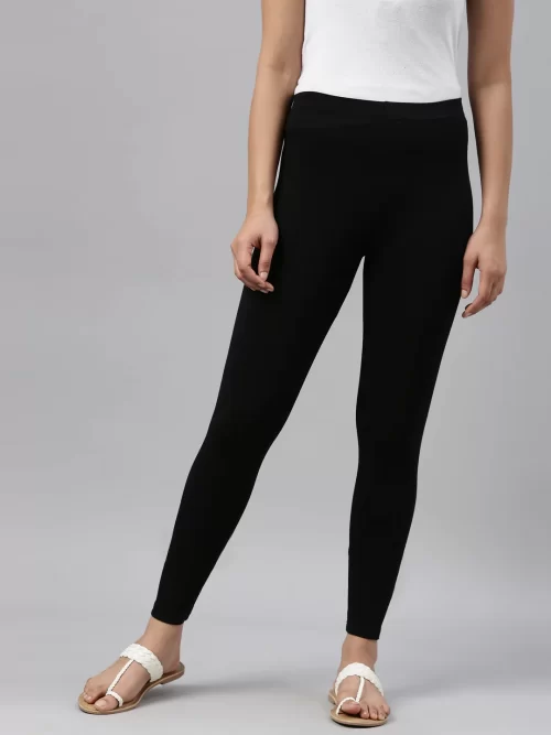 Women Solid Black Ankle Length Legging