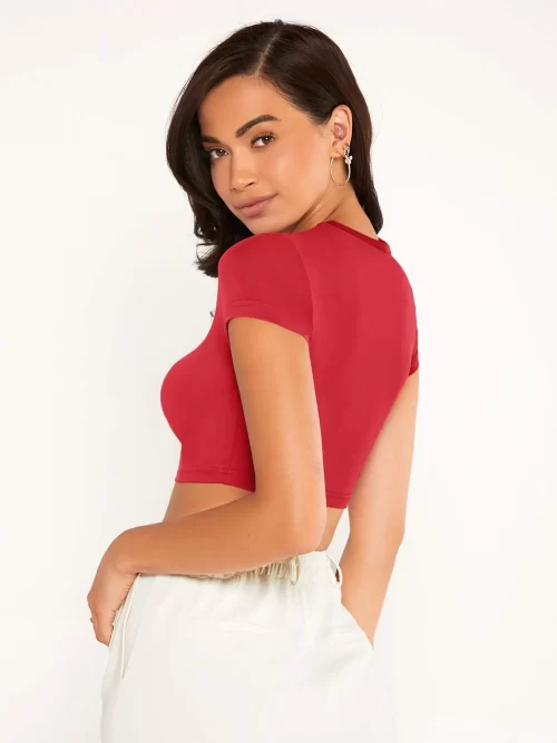 Sexy and Lovable Round Neck Sexy Chic Top ( Red )