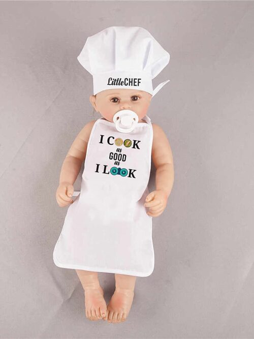 Lovable White Cook Apron for Kids and Babies