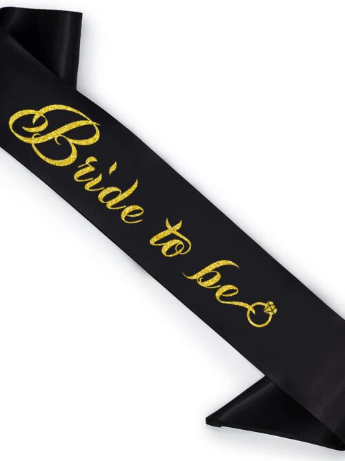 Glitter Golden Bride to be Sash ( Black )