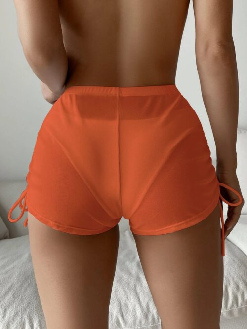 Tempting Drawstring Side Cover Up Shorts without Panty ( Orange )