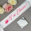 Cute White 11th Birthday Sash for Kids Turning 11 - Image 2