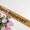 Satin Happy Anniversary Sash Combo for Married Couples ( Golden & Red ) - Image 2