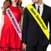 Satin Happy Anniversary Sash Combo for Married Couples ( Pink & Yellow ) - Image 3