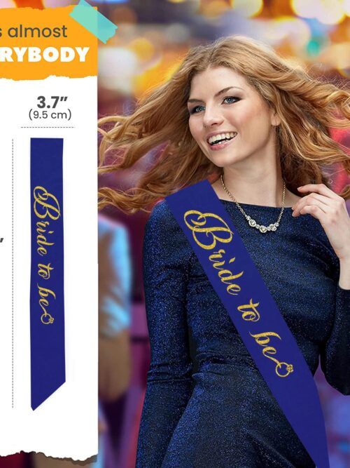 Glitter Golden Bride to be Sash ( Blue )