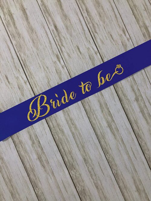 Glitter Golden Bride to be Sash ( Blue )