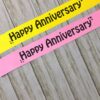 Satin Happy Anniversary Sash Combo for Married Couples ( Pink & Yellow )