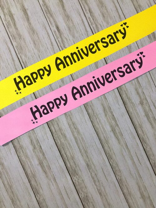 Satin Happy Anniversary Sash Combo for Married Couples ( Pink & Yellow )