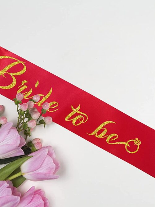 Glitter Golden Bride to be Sash ( Red )