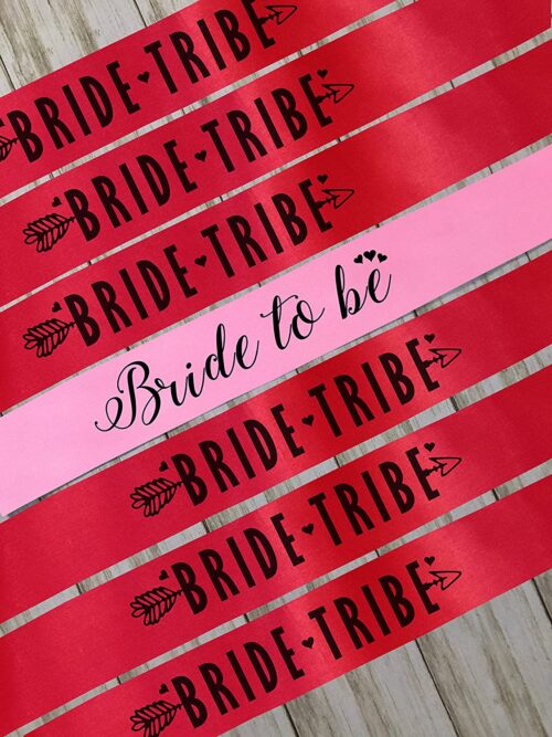 Team Bride and Bride to be Party Sashes ( Red & Pink )