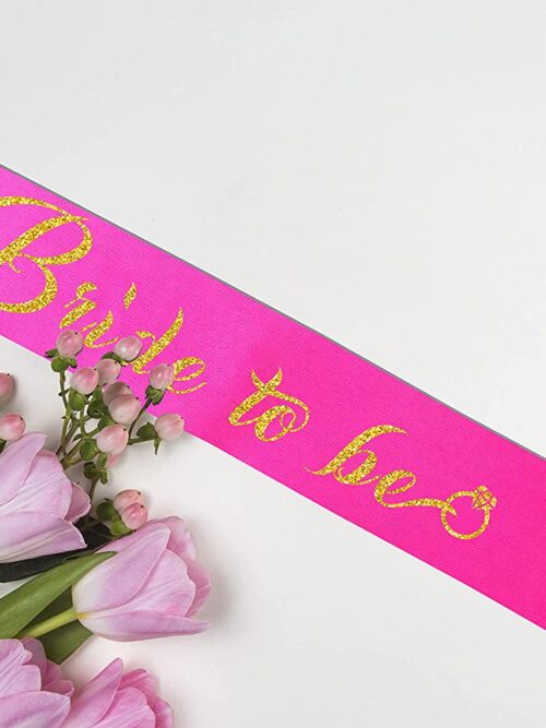 Glitter Golden Bride to be Sash ( Magenta )