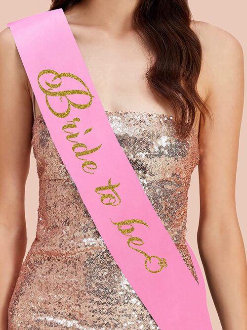 Glitter Golden Bride to be Sash ( Pink )