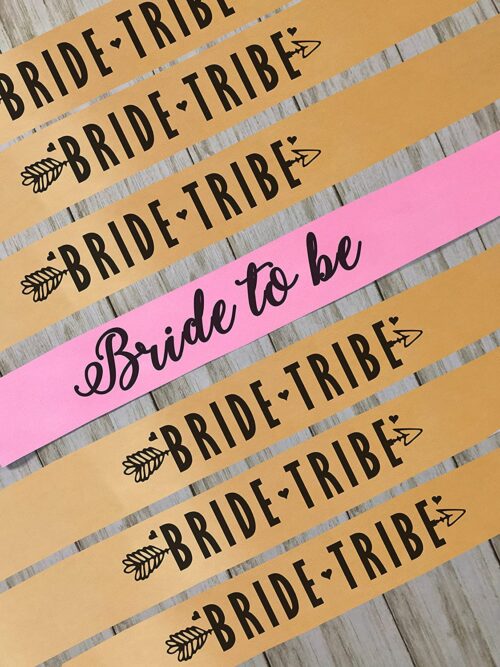 Team Bride and Bride to be Party Sashes ( Golden & Pink )