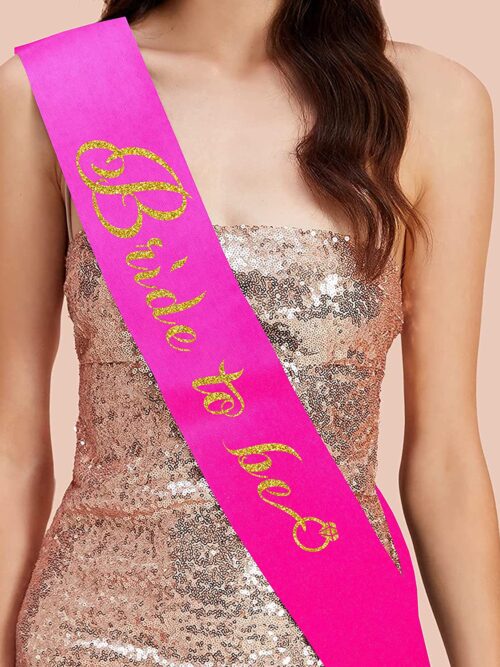 Glitter Golden Bride to be Sash ( Magenta )