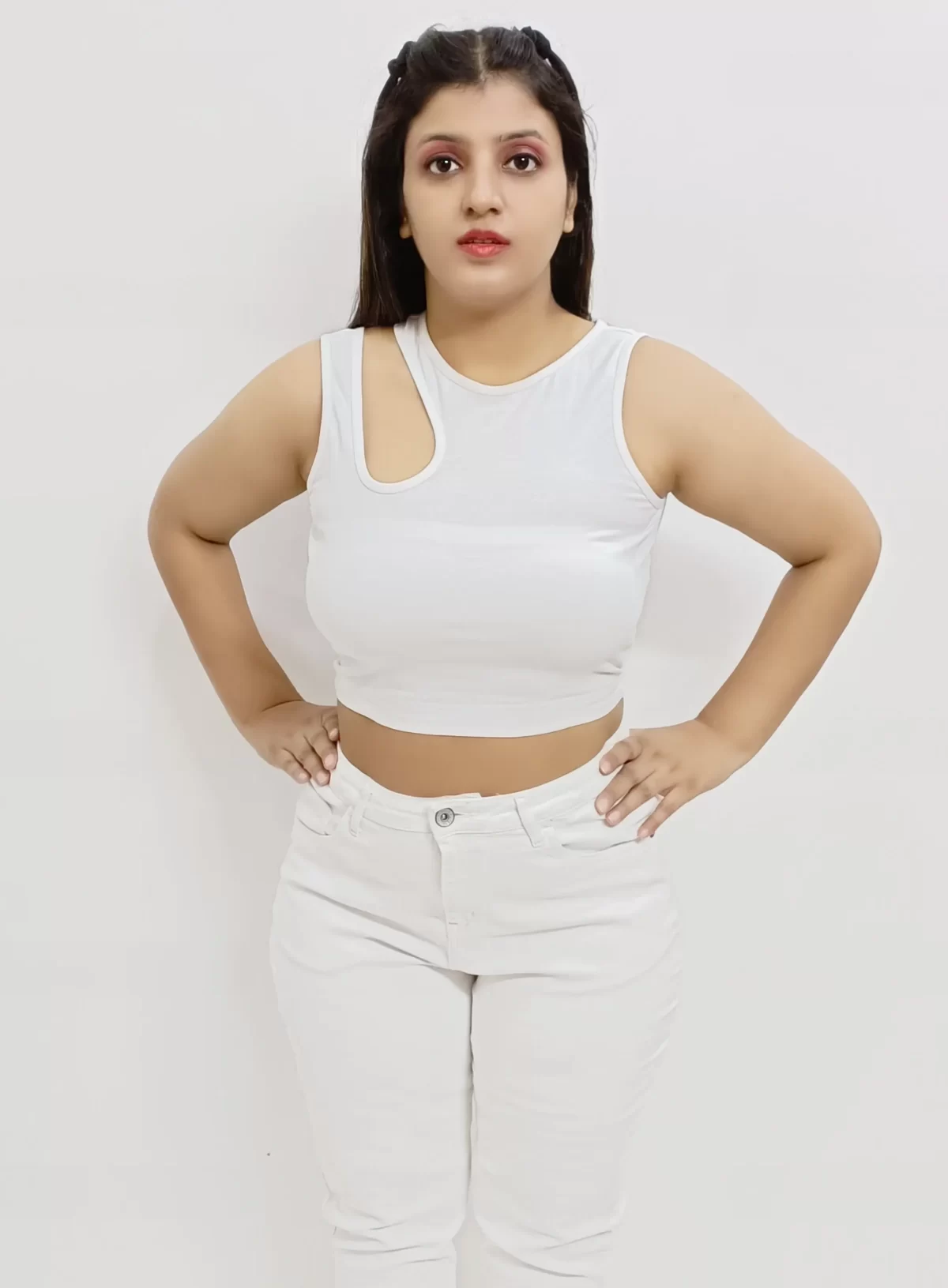 White Stylish & Chic Cut Out Crop Top1