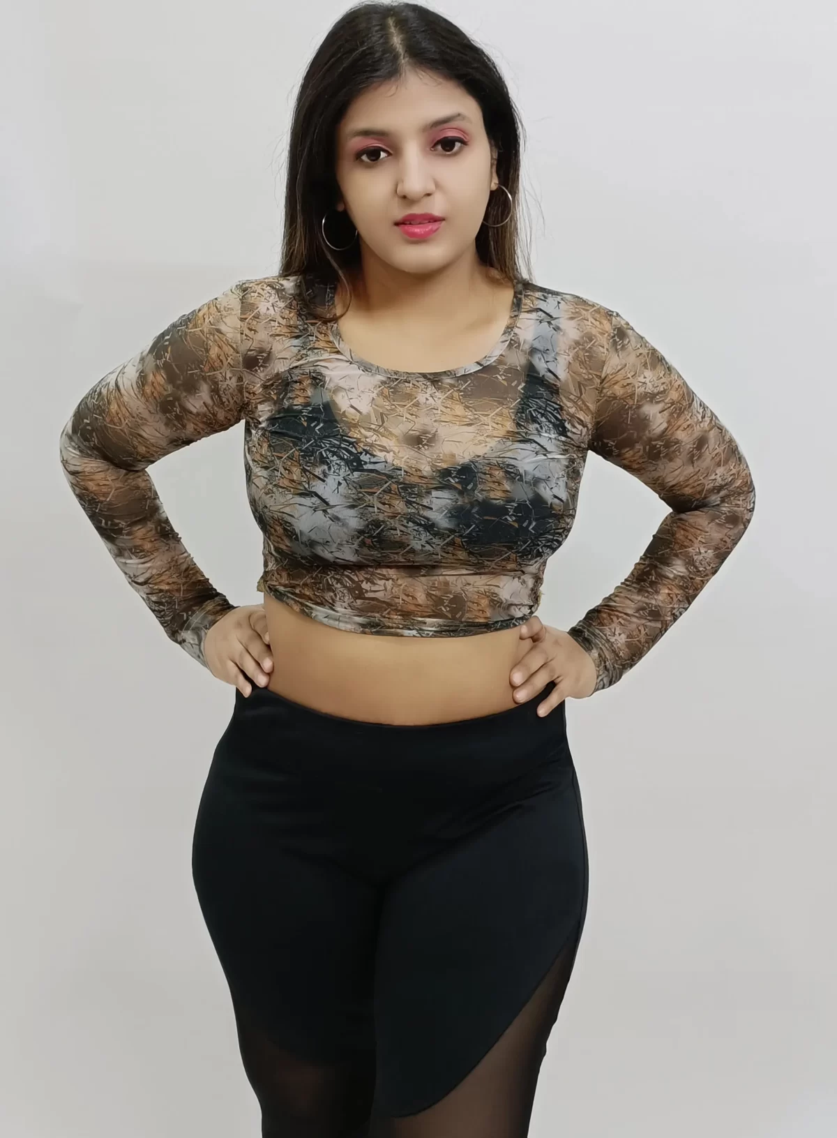 Girls Semi – Opaque Camouflage Crop Top7