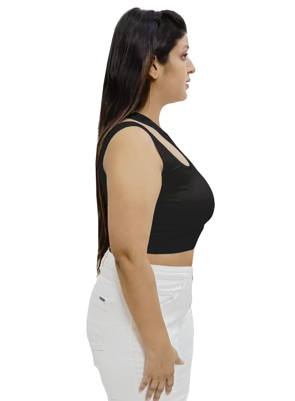 Black Stylish & Chic Cut Out Crop Top2