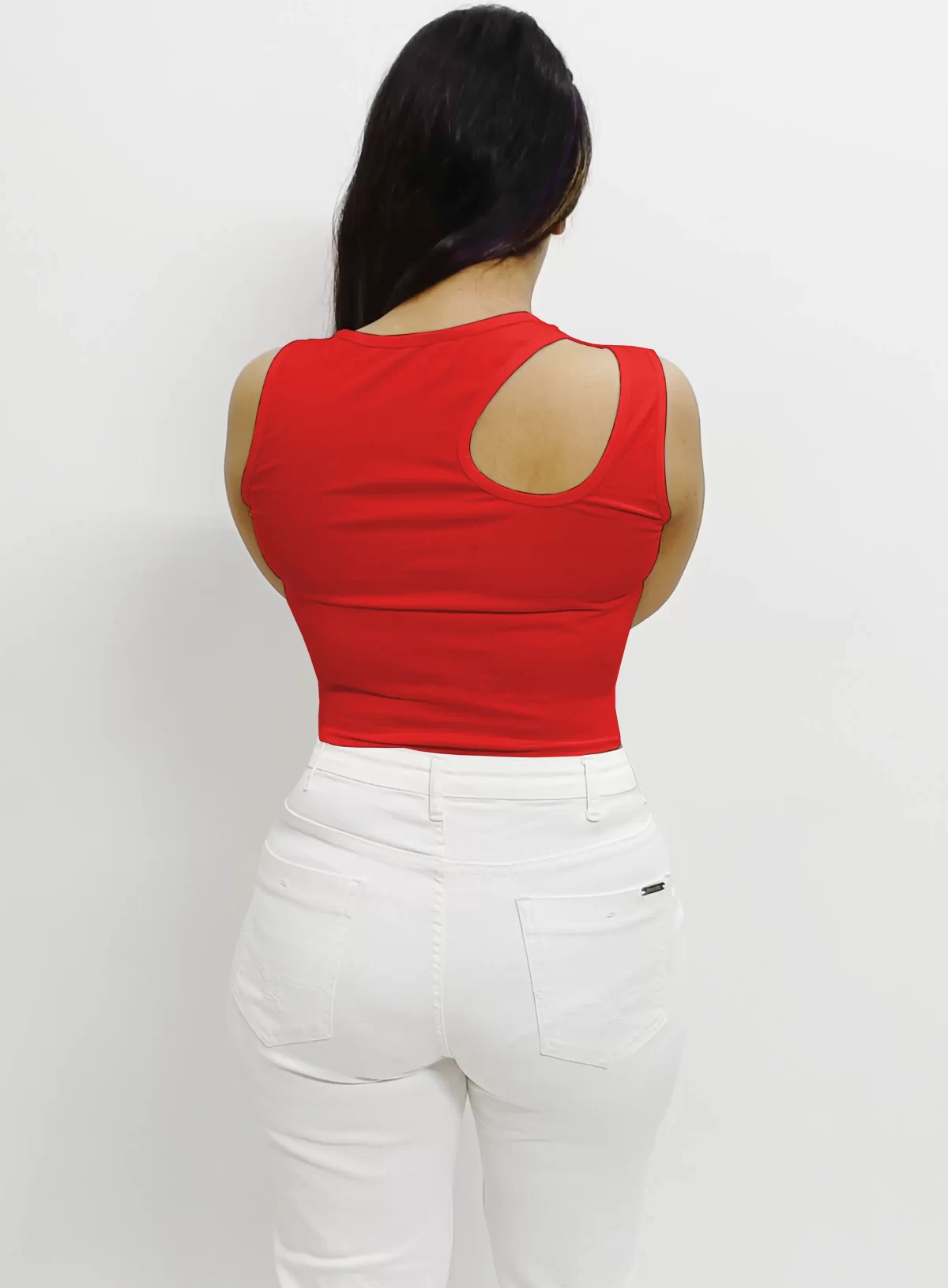 Red Stylish & Chic Cut Out Crop Top3