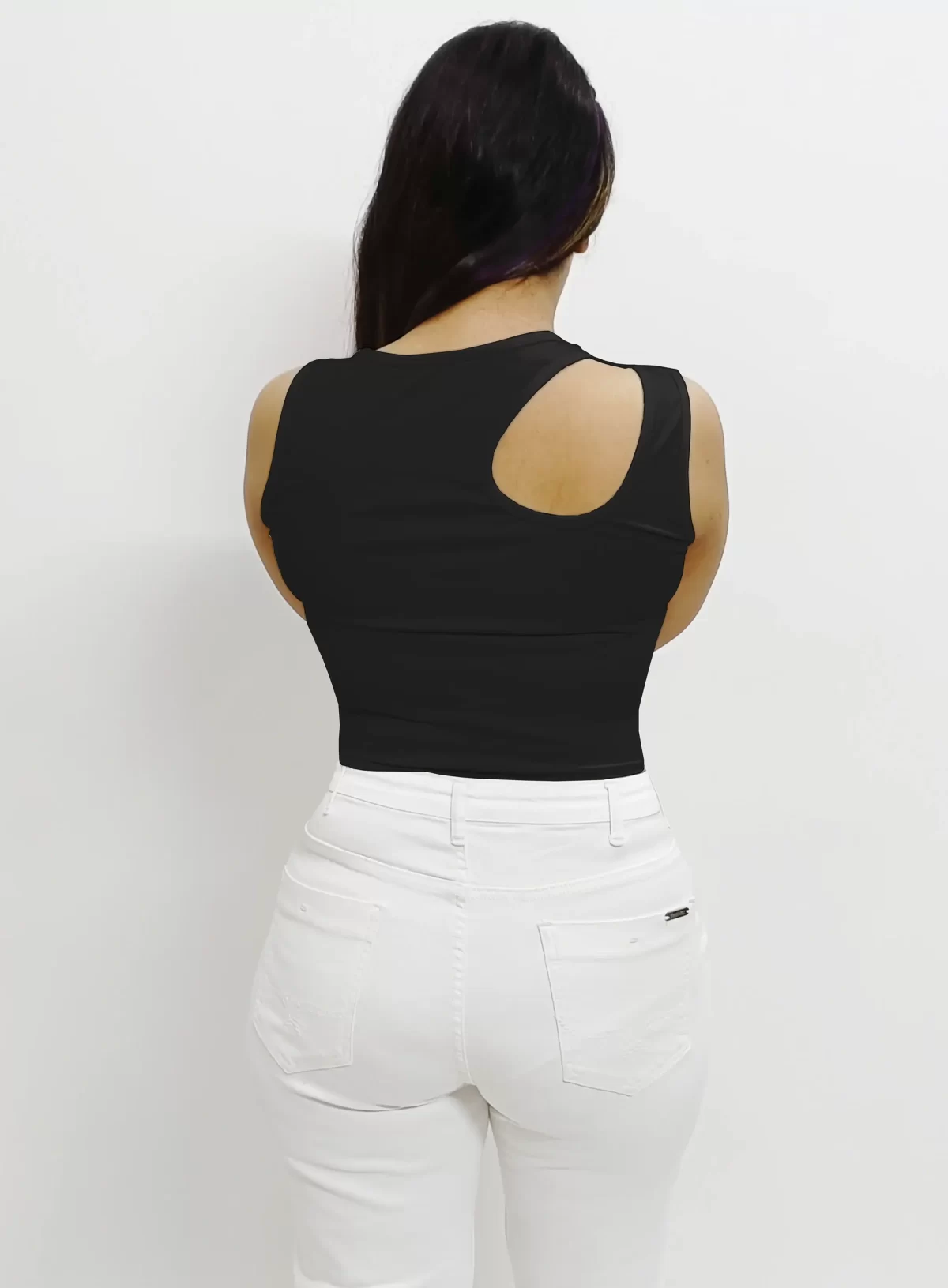 Black Stylish & Chic Cut Out Crop Top3