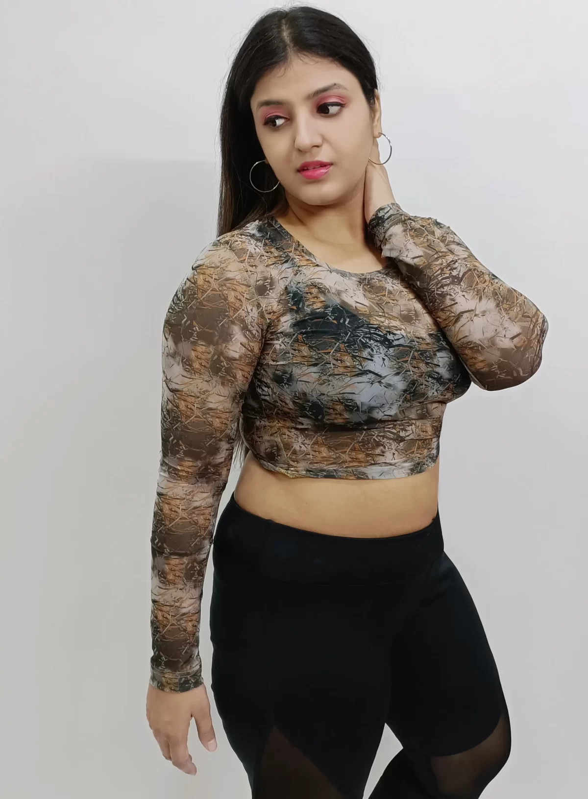 Girls Semi – Opaque Camouflage Crop Top9