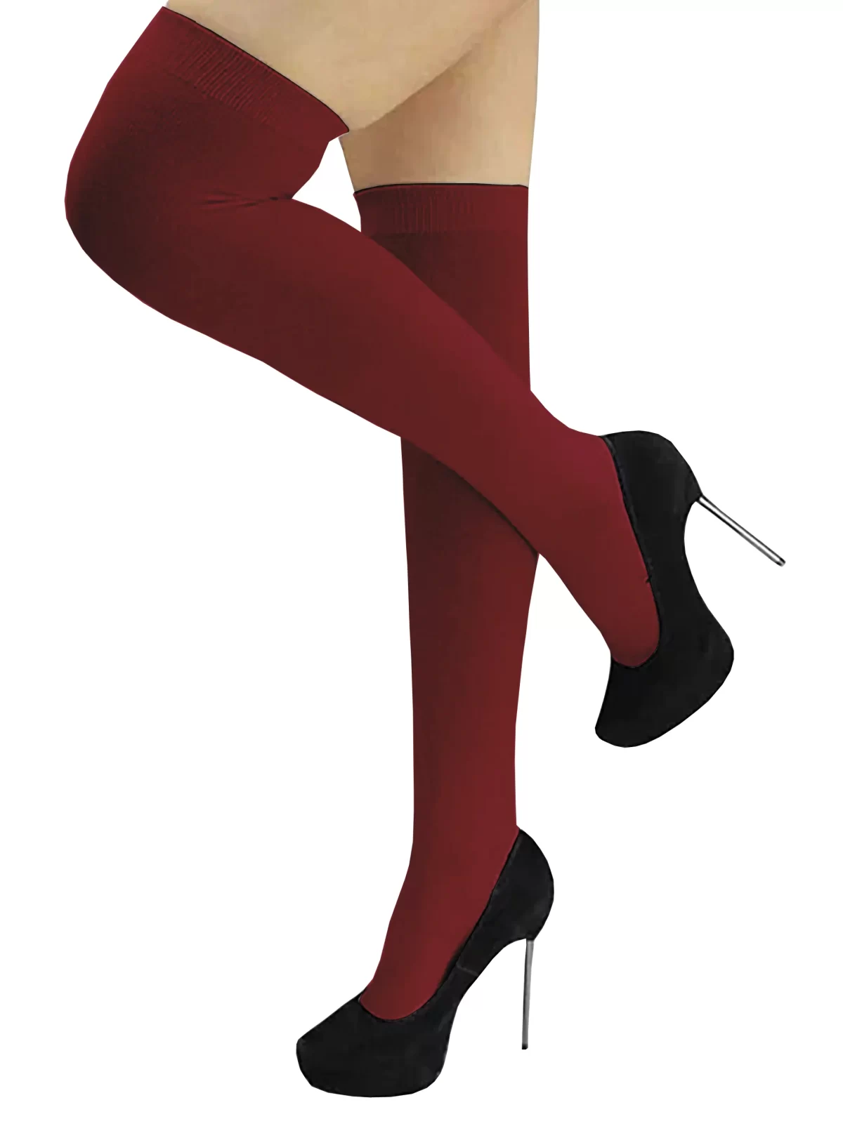 Burgundy Black Girls and Women's Thigh High Socks ( Free Size )2