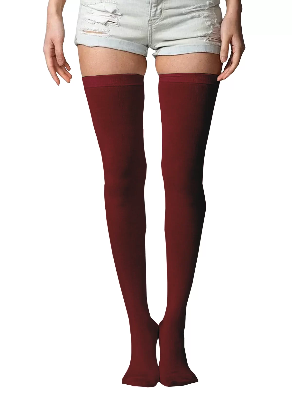 Burgundy Black Girls and Women's Thigh High Socks ( Free Size )3