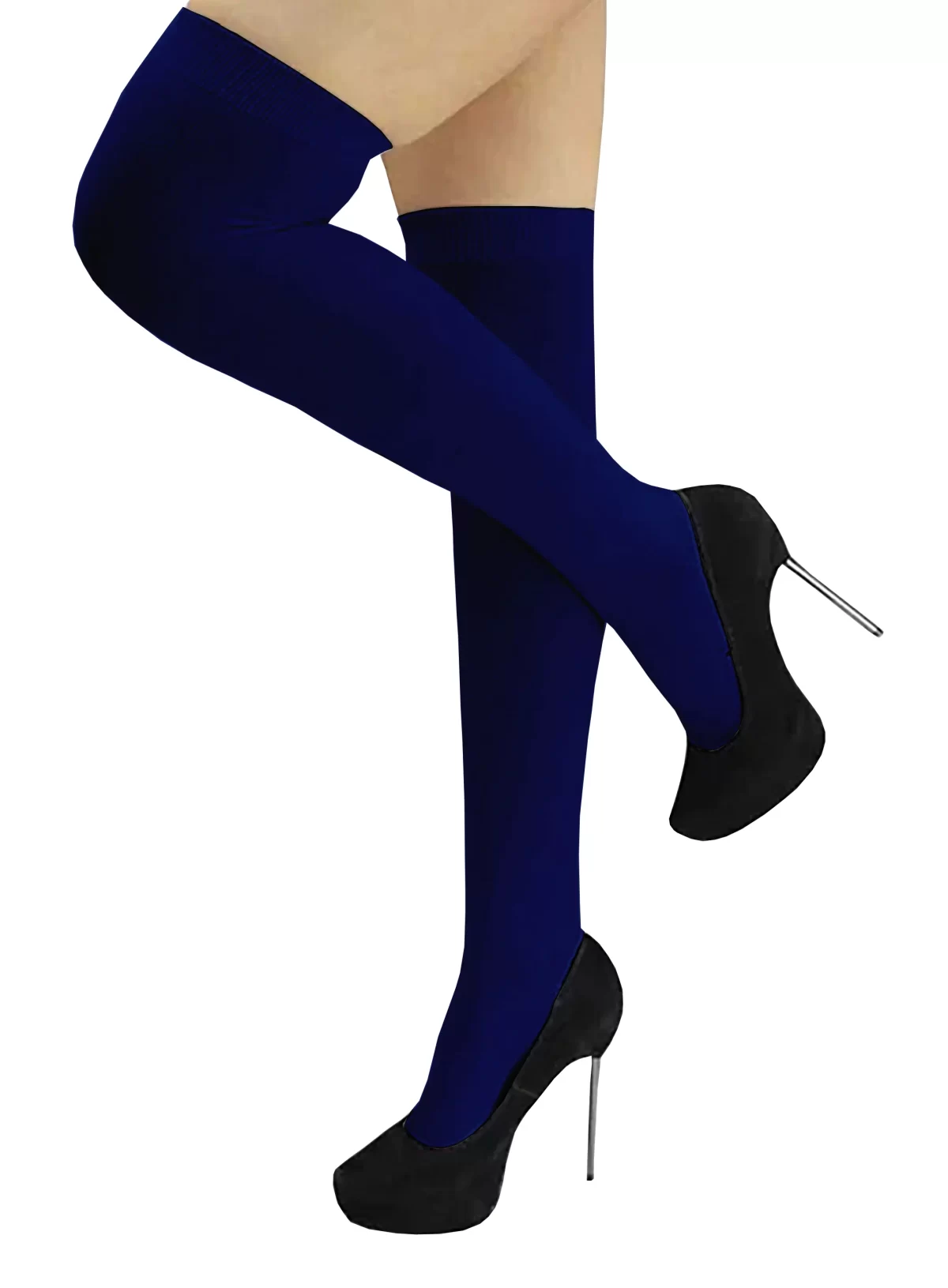 Navy Blue Girls and Women's Thigh High Socks ( Free Size )3